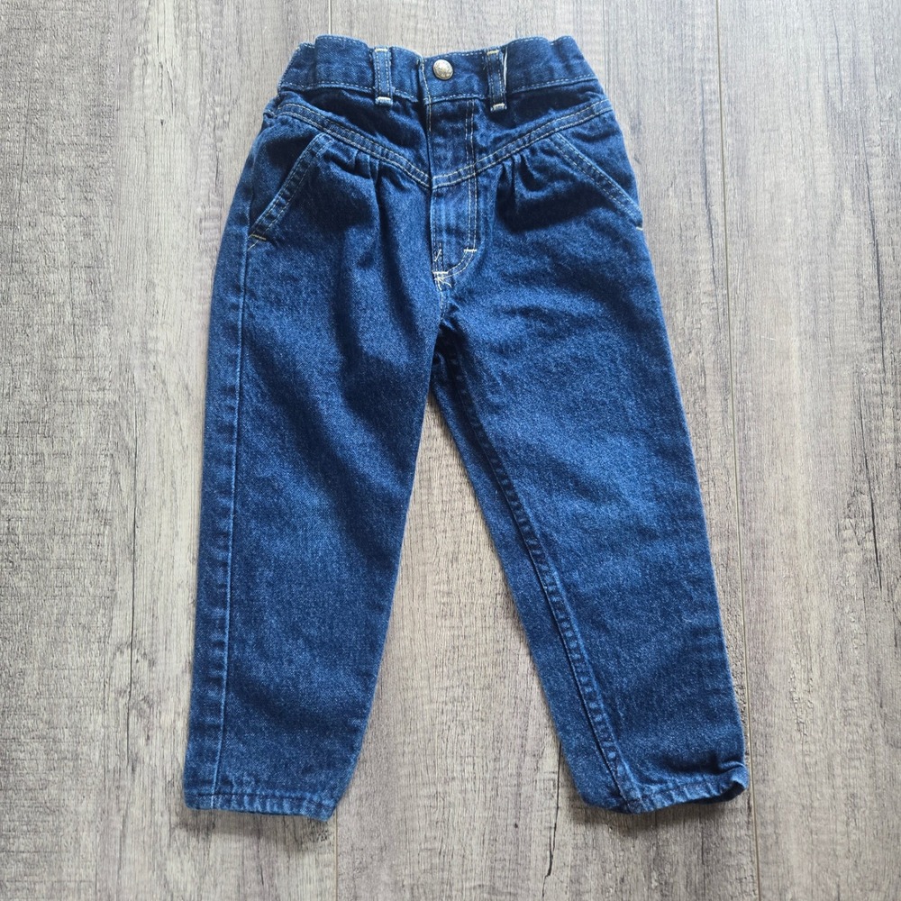 Vintage OshKosh Bgosh Kids Dark Wash Pleated Denim Jeans Made in USA 4T